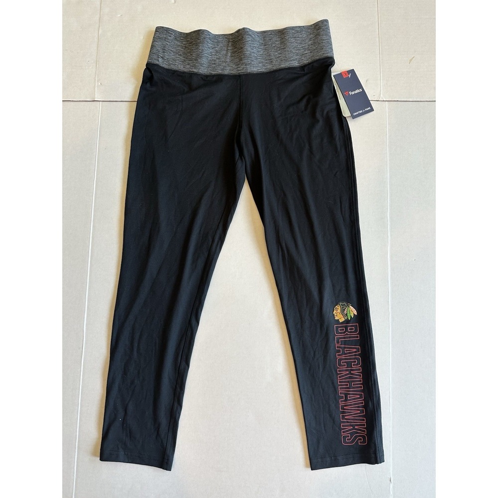 Fanatics Chicago Black Hawks Leggings Black Logo On Leg Women's Large New W/Tags